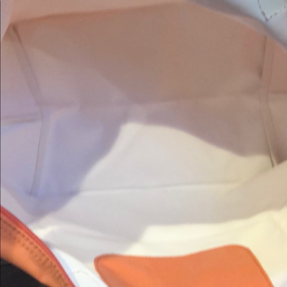 Longchamp Orange Nylon Tote with Brown Leather Trim - Picture 7 of 8